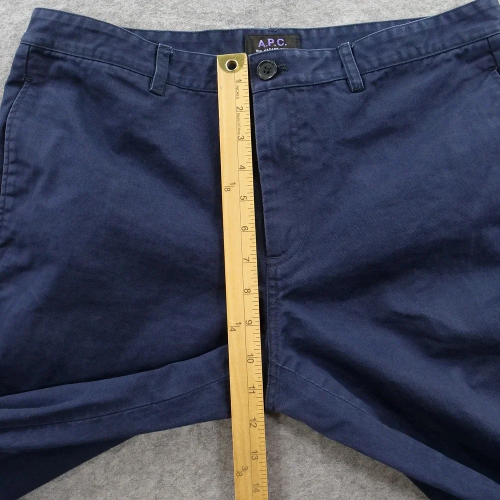 APC Pants Mens 32 Blue Flat Front Chinos Slim Straight Mid Rise Zip Fly
